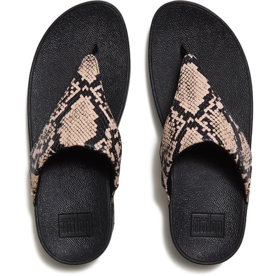 Fitflop Lulu Leder Damen Hazy Taupe/Schwarz Sandalen - Image 3