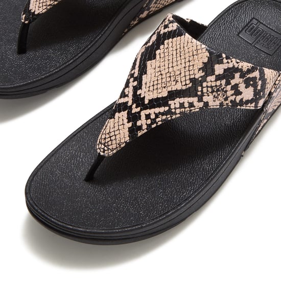 Fitflop Lulu Leder Damen Hazy Taupe/Schwarz Sandalen - Image 5