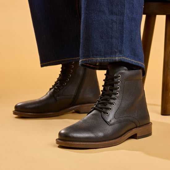Hush Puppies Irwin Leather Men's BLACK Ankle Boots - Image 4