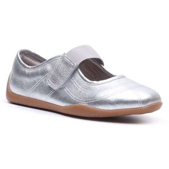 Hush Puppies Juno Sneakerina Leather Women's SILVER Flats - Image 1