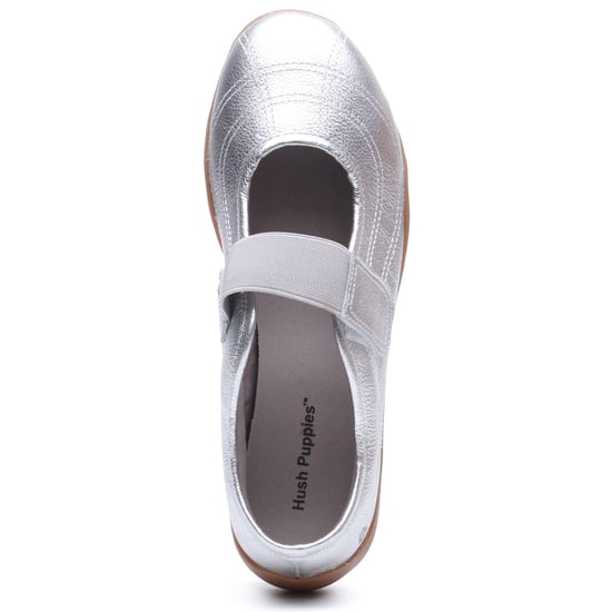 Hush Puppies Juno Sneakerina Leather Women's SILVER Flats - Image 5