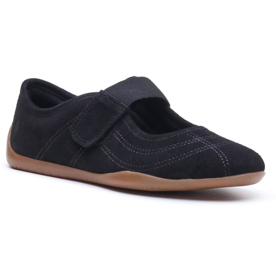 Hush Puppies Juno Suede Sneakerina Leather Women's Black Flats - Image 1
