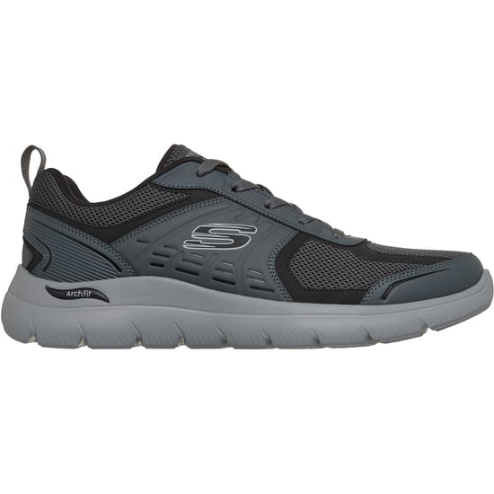 Skechers Arch Fit Summits Leege Leder Herren Trainers in Anthrazit Leder/Netz/Schwarz Trim - Image 4