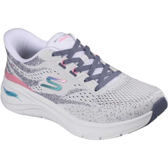 Skechers Arch Fit 3.0 Textil Damen Weißes Mesh/Multi Trim Trainer - Image 1