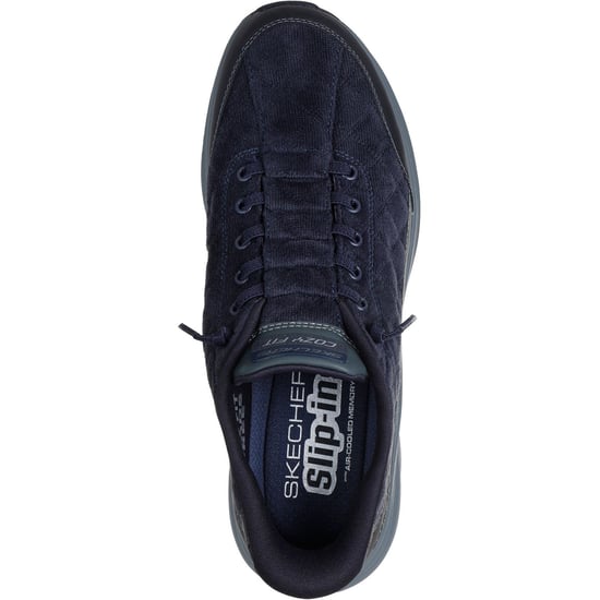 Skechers Contour Foam Cordelux Textil Herren Navy Cozycord/Pu Sneaker - Image 3