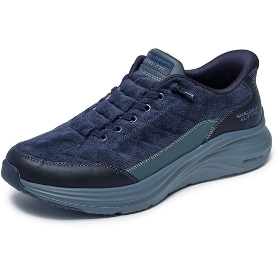 Skechers Contour Foam Cordelux Textil Herren Navy Cozycord/Pu Sneaker - Image 5