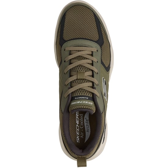 Skechers Arch Fit Summits Leege Leder Herren Oliv Leder/PU/Netz Trainingsschuhe - Image 3
