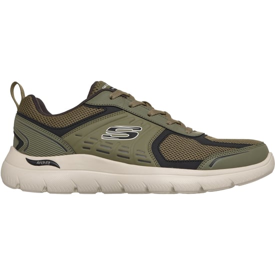 Skechers Arch Fit Summits Leege Leder Herren Oliv Leder/PU/Netz Trainingsschuhe - Image 4