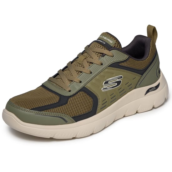 Skechers Arch Fit Summits Leege Leder Herren Oliv Leder/PU/Netz Trainingsschuhe - Image 5