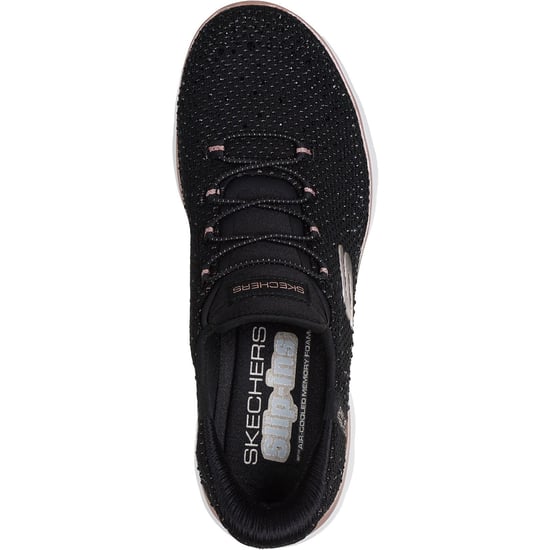 Skechers Summits Brilliant Shine Damen Schwarz Mesh/Roségold Akzent Sneaker - Image 3