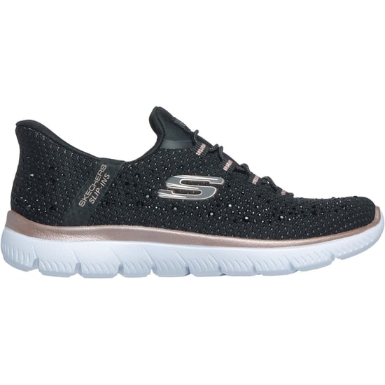Skechers Summits Brilliant Shine Damen Schwarz Mesh/Roségold Akzent Sneaker - Image 4