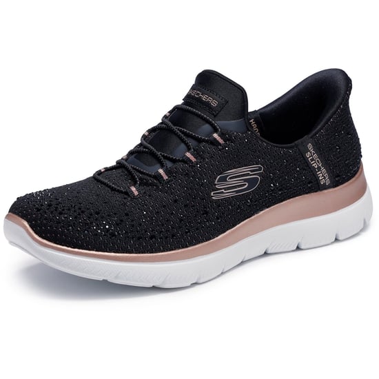 Skechers Summits Brilliant Shine Damen Schwarz Mesh/Roségold Akzent Sneaker - Image 5