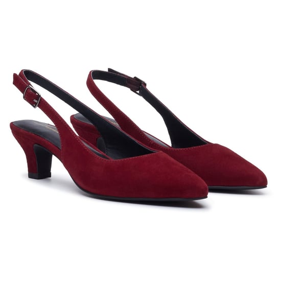 Hush Puppies Nahla Schnalle Kitten Heel Damen Bordeaux Spitz Slingback Schuhe - Image 3