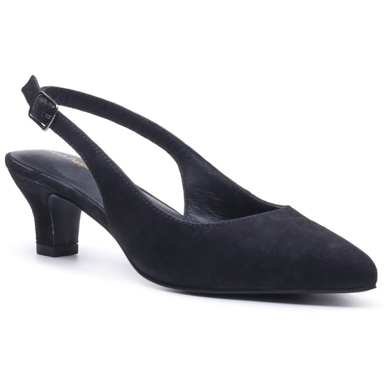Hush Puppies Nahla Schnalle Kitten Heel Damen Schwarze Spitz Slingback Schuhe - Image 1