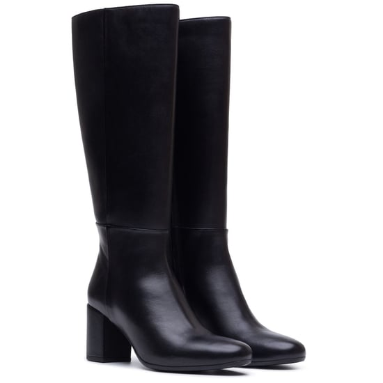 Hush Puppies Oprah Lange Leder Damentstiefel mit Absatz in Schwarz kniehoch - Image 3