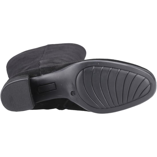 Hush Puppies Oprah Wildleder Lange Leder Damen Schwarz Absatz Kniehohe Stiefel - Image 3