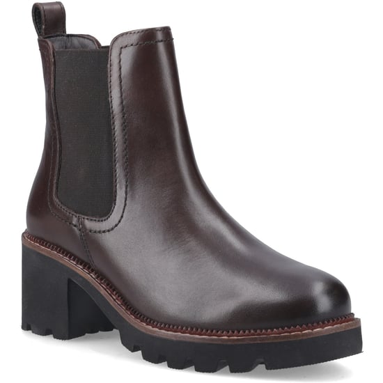 Hush Puppies Gaia Leder Damen Schokoladenfarbene Absatz Chelsea Stiefel - Image 1