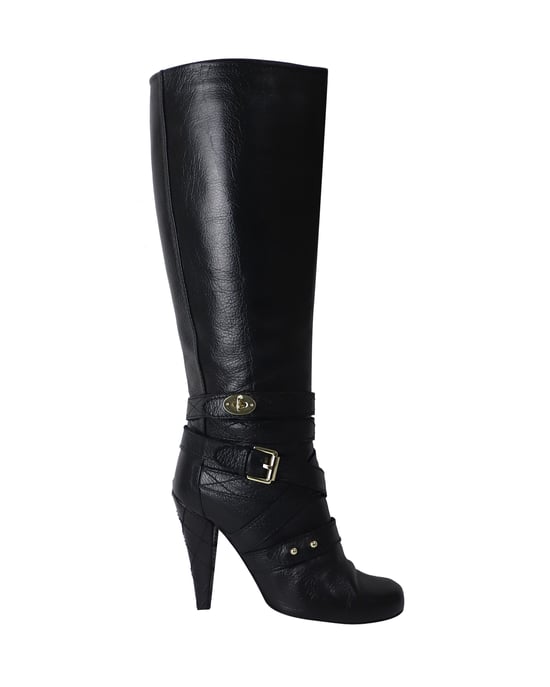 Mulberry Postman's Lock Kniehohe Stiefel aus schwarzem Leder - Image 1