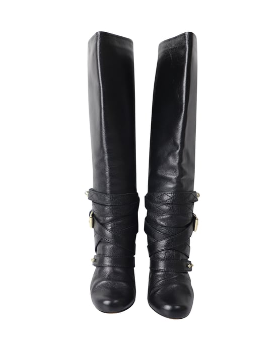 Mulberry Postman's Lock Kniehohe Stiefel aus schwarzem Leder - Image 2