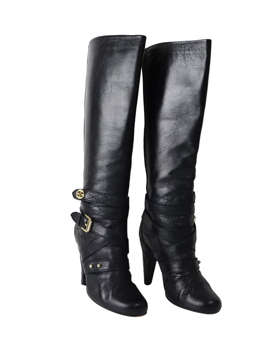 Mulberry Postman's Lock Kniehohe Stiefel aus schwarzem Leder - Image 3