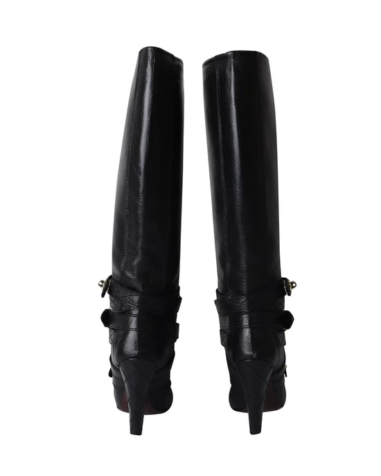 Mulberry Postman's Lock Kniehohe Stiefel aus schwarzem Leder - Image 4
