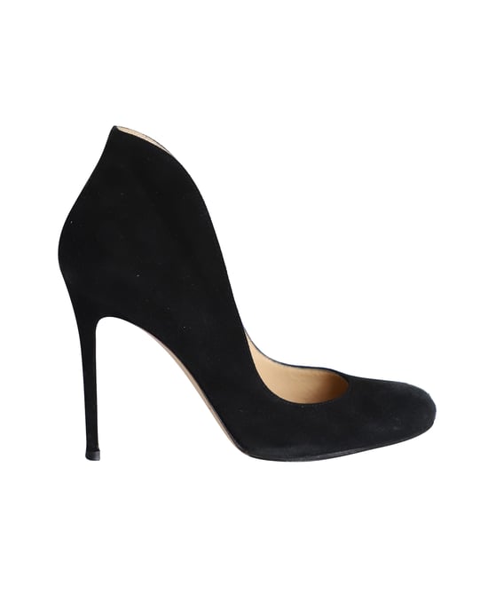Gianvito Rossi Rundzehen-Pumps mit Glockenabsatz aus schwarzem Wildleder - Image 1
