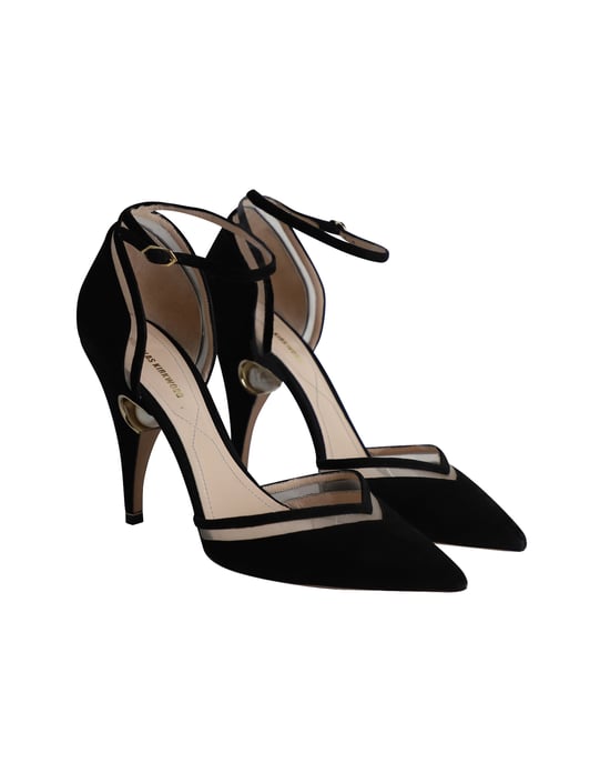 Nicholas Kirkwood Perlenverzierte Ankle Strap Pumps aus schwarzem Wildleder - Image 3