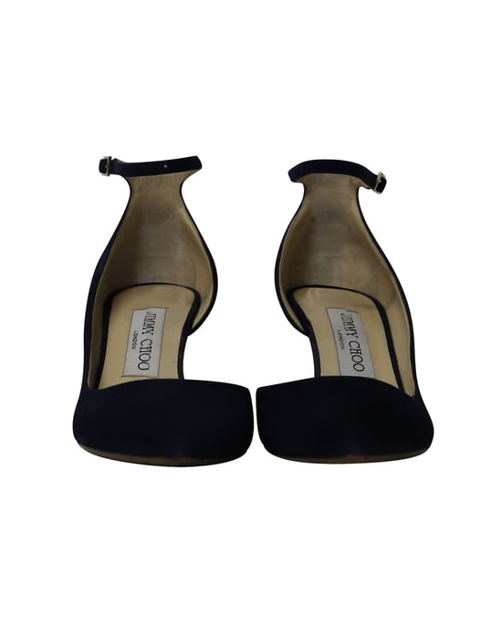 Jimmy Choo Pumps mit mittelhohem Absatz und spitzer Zehenpartie aus marineblauem Wildleder - Image 2