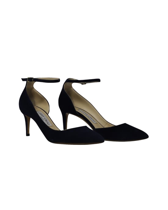 Jimmy Choo Pumps mit mittelhohem Absatz und spitzer Zehenpartie aus marineblauem Wildleder - Image 3