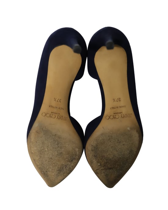Jimmy Choo Pumps mit mittelhohem Absatz und spitzer Zehenpartie aus marineblauem Wildleder - Image 5