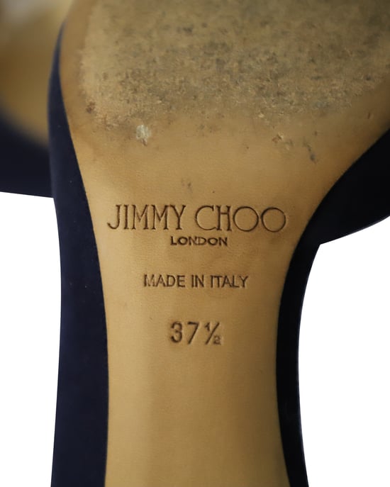 Jimmy Choo Pumps mit mittelhohem Absatz und spitzer Zehenpartie aus marineblauem Wildleder - Image 6