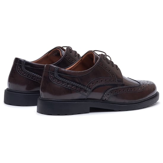 Hush Puppies Verity Hi-Shine Leder Damen Schokoladen Brogues Schuhe - Image 2