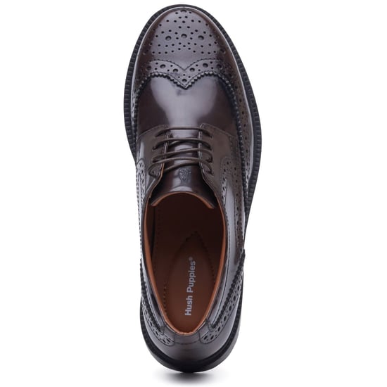 Hush Puppies Verity Hi-Shine Leder Damen Schokoladen Brogues Schuhe - Image 5