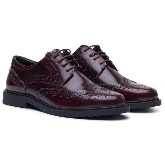 Hush Puppies Verity Hi-Shine Leder Damen Brogues Schuhe in Pflaume - Image 3