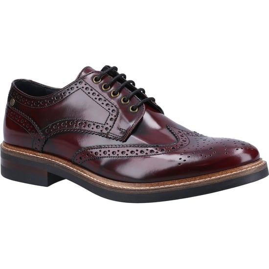 Base London Woburn Excel Leder Herren Bordo Brogues Schuhe - Image 1