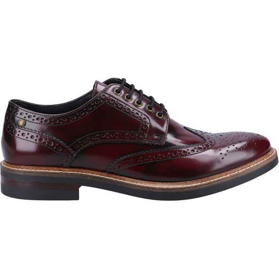 Base London Woburn Excel Leder Herren Bordo Brogues Schuhe - Image 4