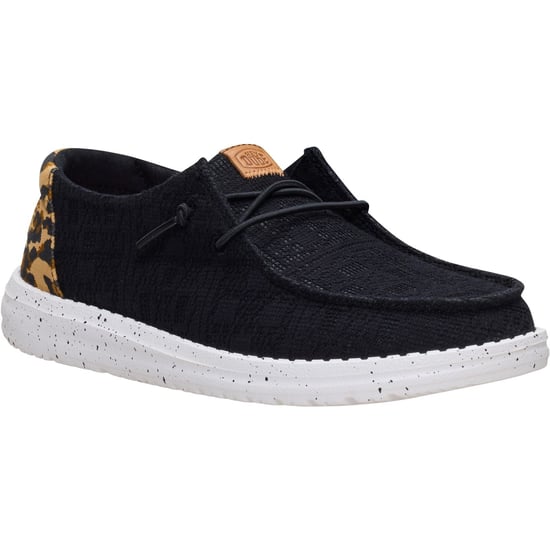 HEYDUDE Wendy Wildcat Baumwolle Damen Schwarz/Leopard Mokassins Schuhe - Image 1