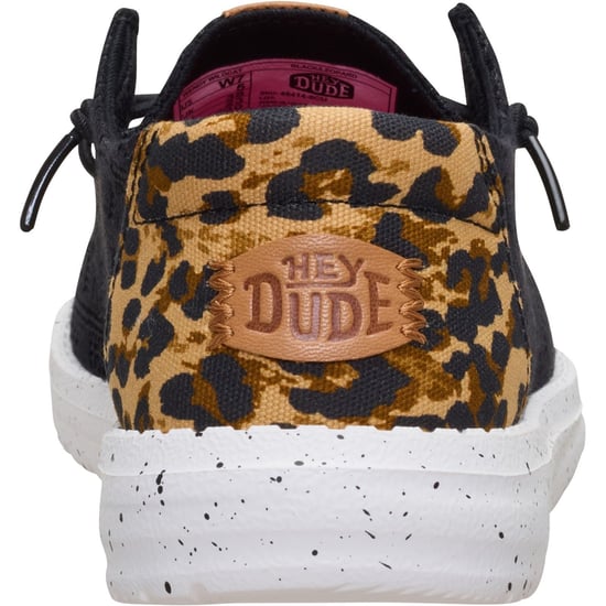 HEYDUDE Wendy Wildcat Baumwolle Damen Schwarz/Leopard Mokassins Schuhe - Image 2