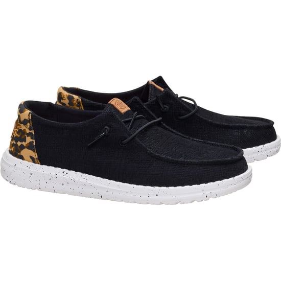 HEYDUDE Wendy Wildcat Baumwolle Damen Schwarz/Leopard Mokassins Schuhe - Image 3