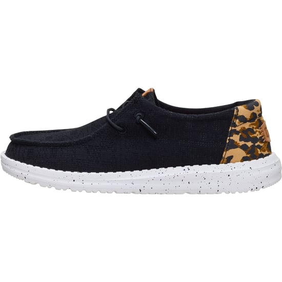 HEYDUDE Wendy Wildcat Baumwolle Damen Schwarz/Leopard Mokassins Schuhe - Image 6