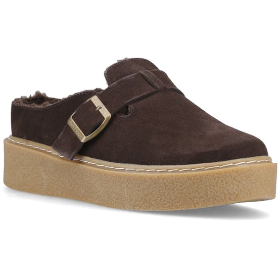 Hush Puppies Blanche Fell Leder Damen Schokoladen-Pantoletten - Image 1