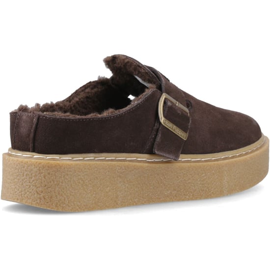 Hush Puppies Blanche Fell Leder Damen Schokoladen-Pantoletten - Image 2