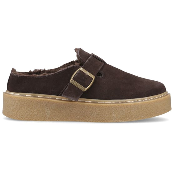 Hush Puppies Blanche Fell Leder Damen Schokoladen-Pantoletten - Image 5
