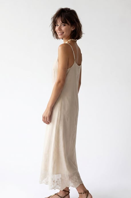 Besticktes A-Linien Midi Slipkleid - Image 5