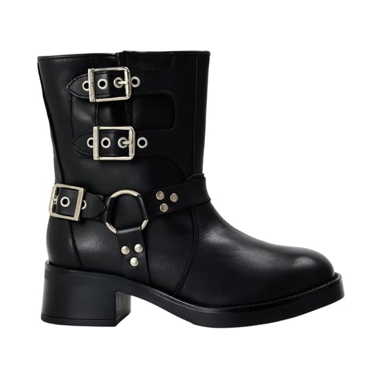 Steve Madden - "Becase" Motorrad-Stiefel für Damen, Leder, Blockabsatz (Schwarz) - Image 1
