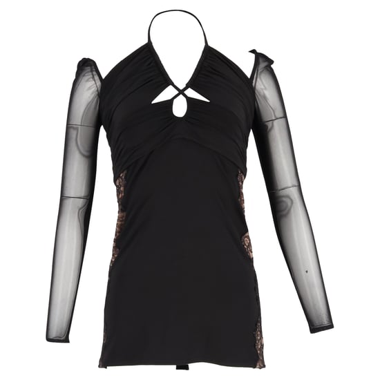 Self-Portrait Pre-owned Mini-Kleid aus Chiffon mit Cut-out und Spitzenbesatz, Neckholder (Polyester) - Schwarz - Image 1