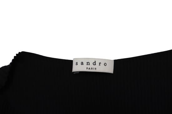 Sandro Paris plissiertes Etuikleid mit Latz aus schwarzer Viskose - Image 5