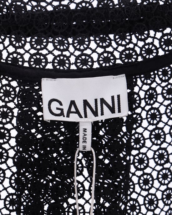 Ganni – Strandkleid mit Häkelperlen aus schwarzem Polyester - Image 4