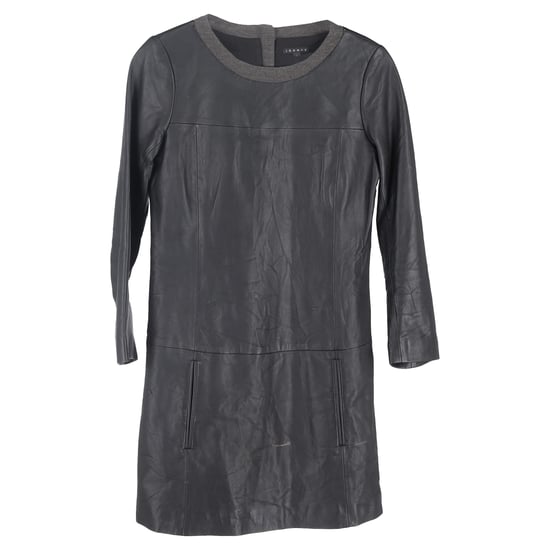 Theory Jeselia Langarm-Minikleid aus schwarzem Leder - Image 1
