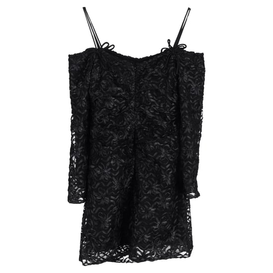 Ganni Mini-Kleid aus schwarzem Polyester mit schulterfreiem Tüllband - Image 2